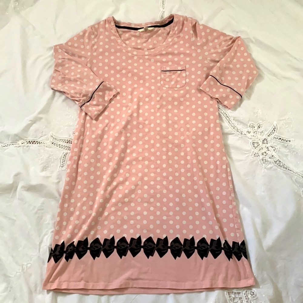 Soma White Polka Dots on Pink Sleep Shirt Size M #607